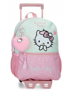 MOCHILA ADAP. 32CM. C/CARRO. HELLO KITTY PARIS.